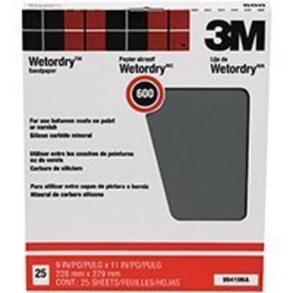 3M Wetordry 99419NA Sand Paper, 600-Grit, Paper Backing, Silicone Carbide, Black 99419NA